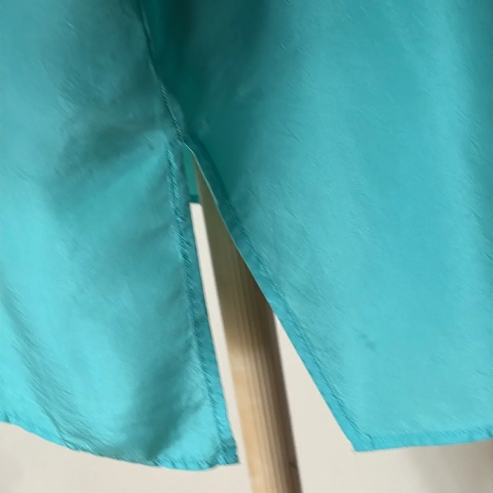 Diane Von Furstenberg the color authority aqua Silk Tunic Blouse Sz L